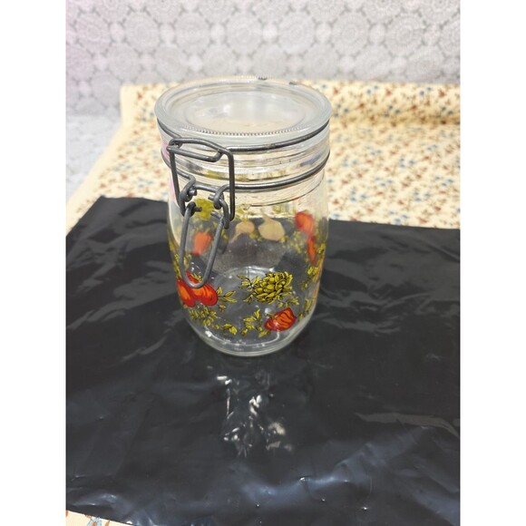 Arc France Vintage Spice of Life Vegetable Glass Hinged Lid 1L Canister Jar - Picture 4 of 8